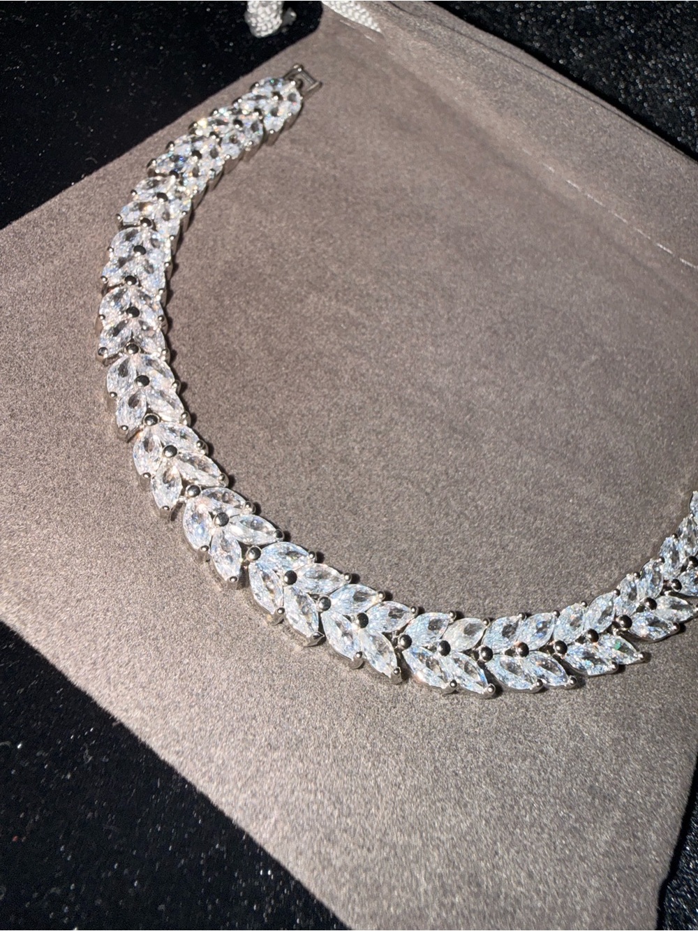 Silver Crystal Marquise Leaf Tennis bracelet - Women Jewelry